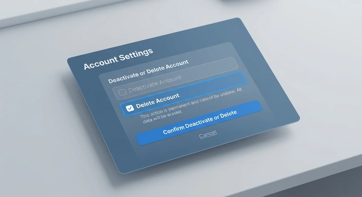 Account ownership and control deletion option in Accounts Center