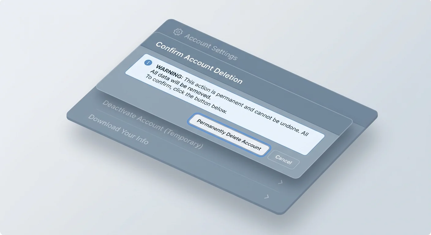 Confirm permanent Facebook account deletion