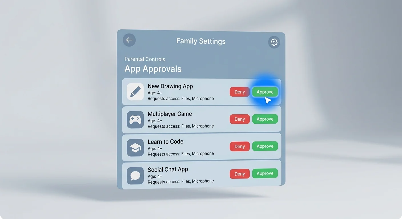 Family Link app approvals and content controls