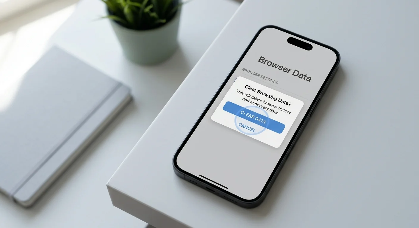 Clear History and Website Data option in Safari settings