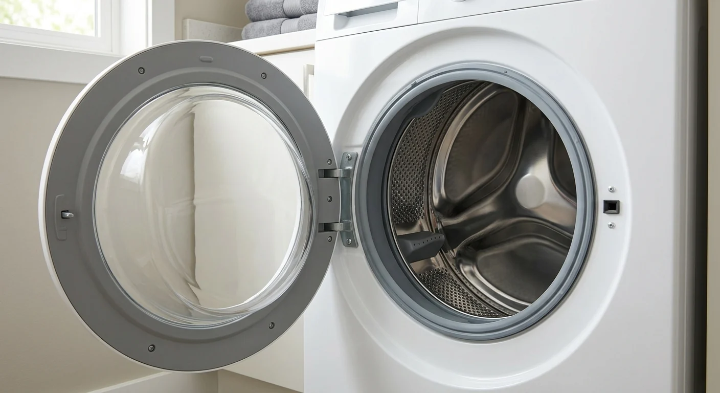 Empty washing machine drum before cleaning